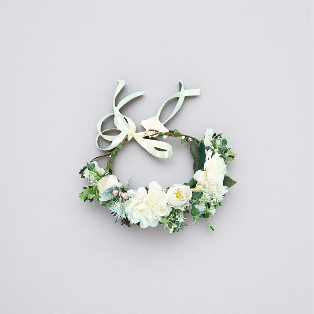 White garland, bride's headwear, party decoration, photography props, floral art simulation garland Application Scenario