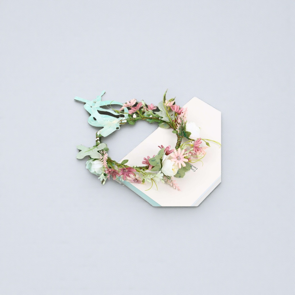 Pink and white flower garlands, headwear, hair accessories, party decorations, bride's headwear, spring photo props Application Scenario