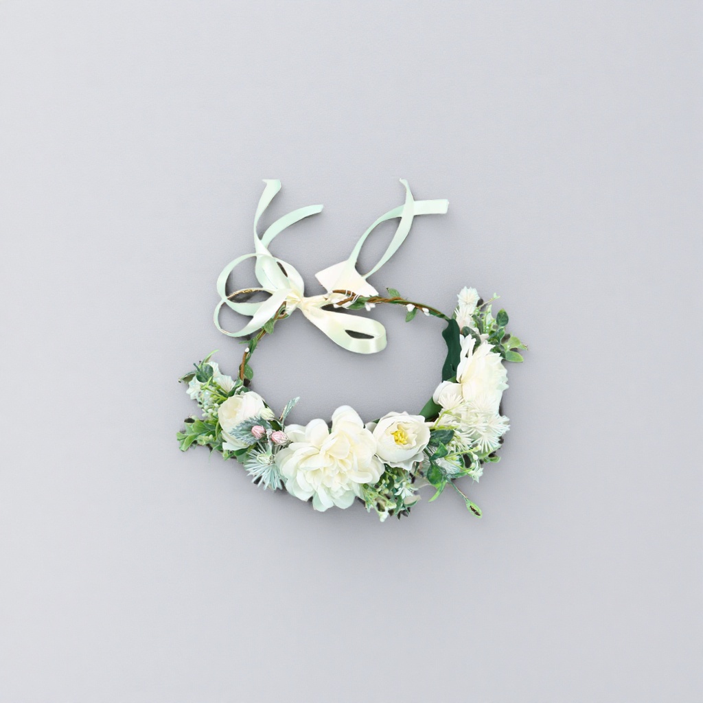 White garland, bride's headwear, party decoration, photography props, floral headband Application Scenario