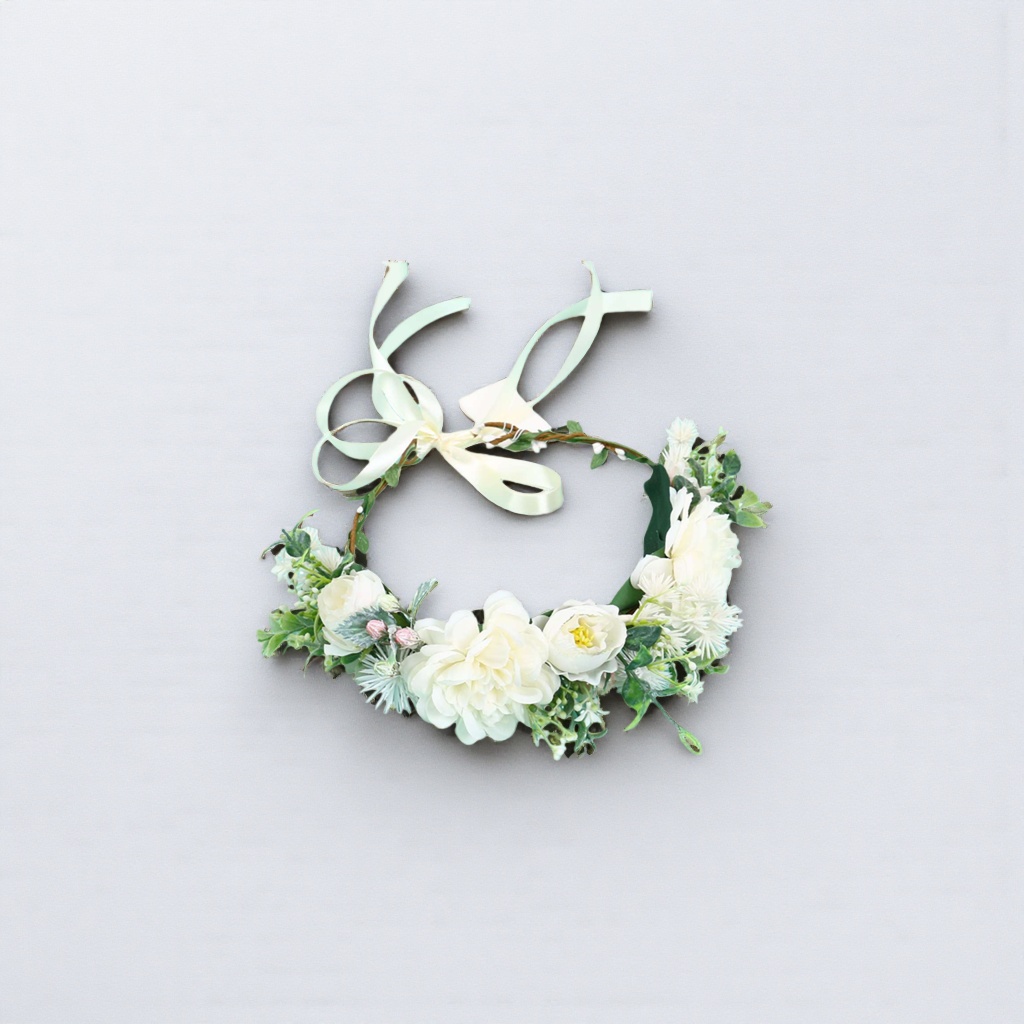 White garland, bride's headwear, party decoration, photography props, floral headband