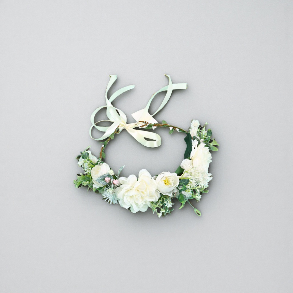 White garland, bride's headwear, party decoration, photography props, floral headband Specification image