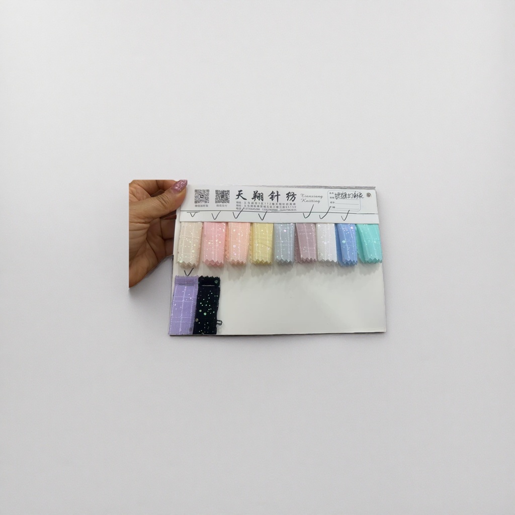 彩色亮片格纹布料样品卡产品图