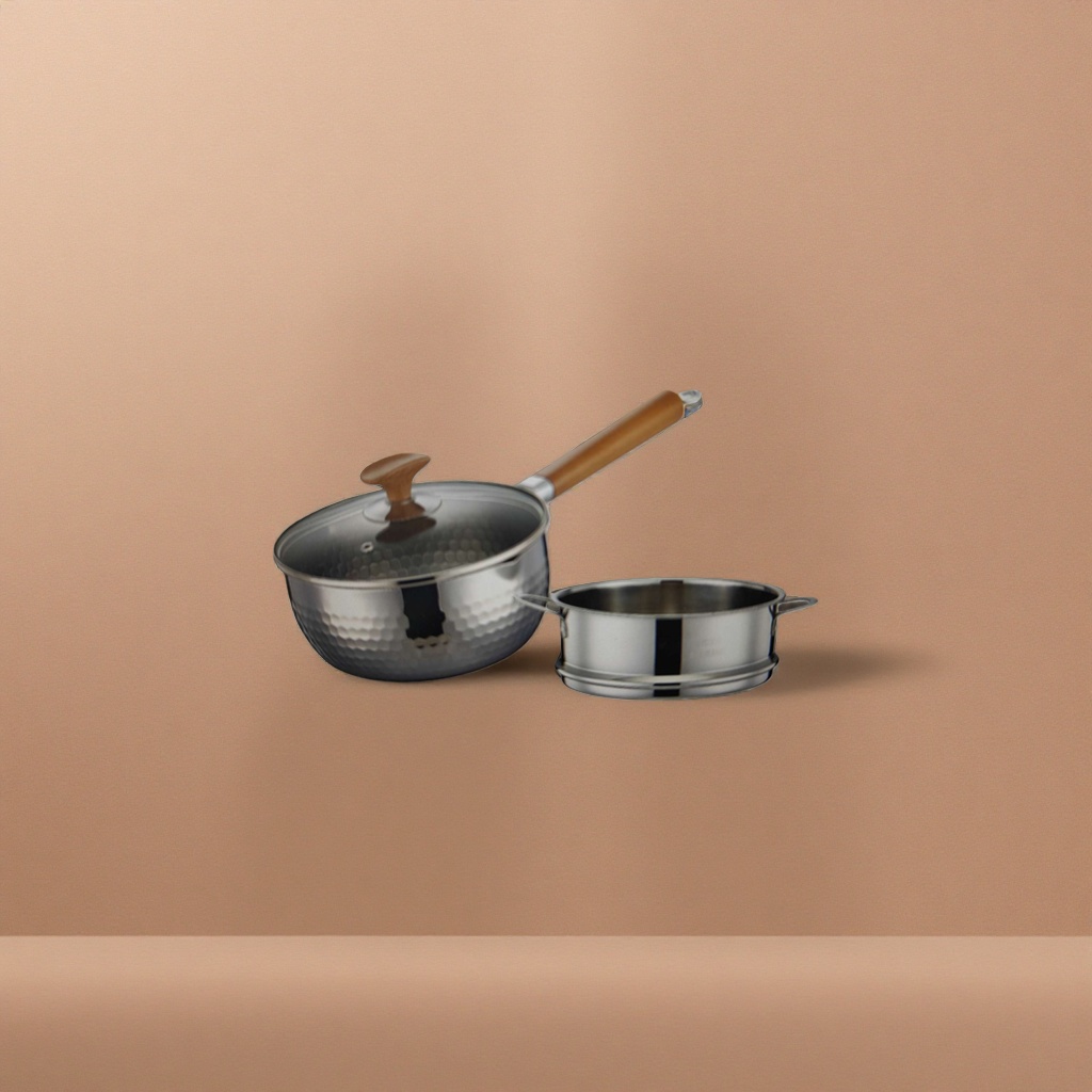 Silver hammer-patterned non-stick cookware set, multi-functional for home frying, stir-frying, stewing and boiling