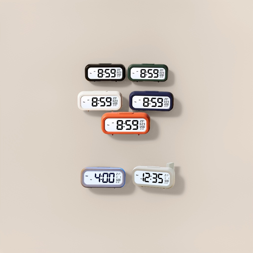 Five-color digital alarm clock, electronic silent LED display screen, bedroom bedside clock Specification image