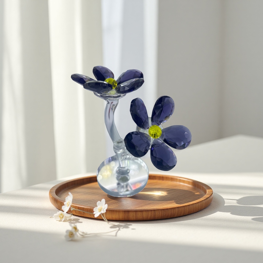 紫色水晶花朵摆件产品图