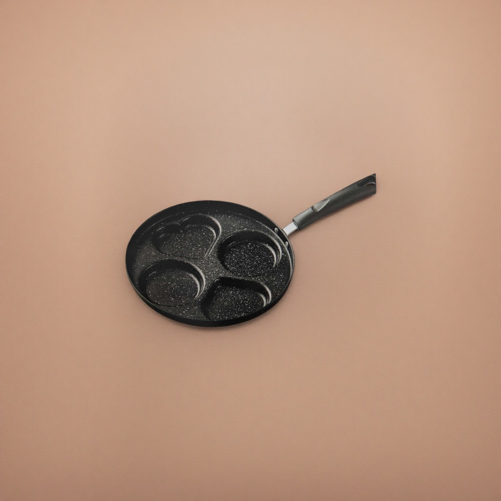وعاء مقلي أسود مع مقبض دائري على شكل قلب ليست مقلاة Specification image