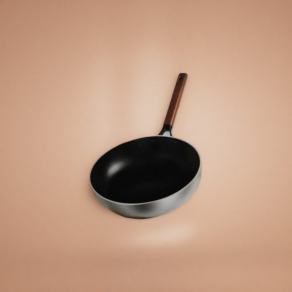 Black non-stick household frying pan, uncoated healthy cookware, 30 cm details Picture