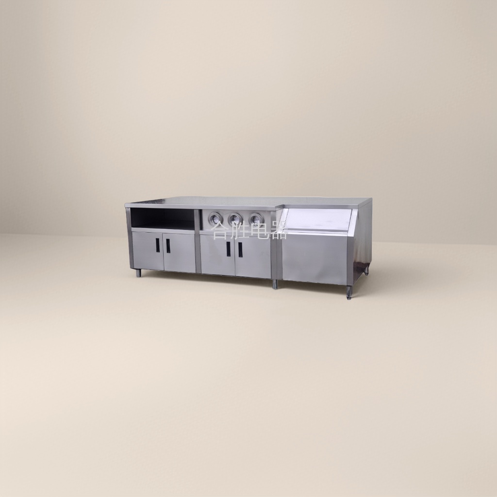 ويمكن ضبط الارتفاع من خلال الأسطح التجارية السميكة للمطابخ التي تعمل في الصلب غير القابل للصدأ Specification image