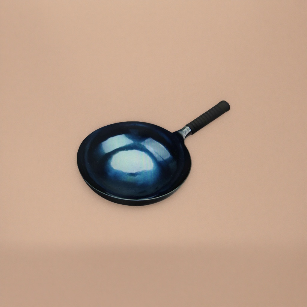 A dark blue non-stick wok for household frying, stir-frying, stewing and boiling Application Scenario