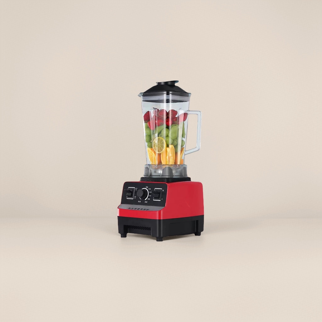 خلاطة ذات قاعدة حمراء، كؤوس فاتح من الفراولة والعنب الأخضر والبرتقال الليمون Specification image