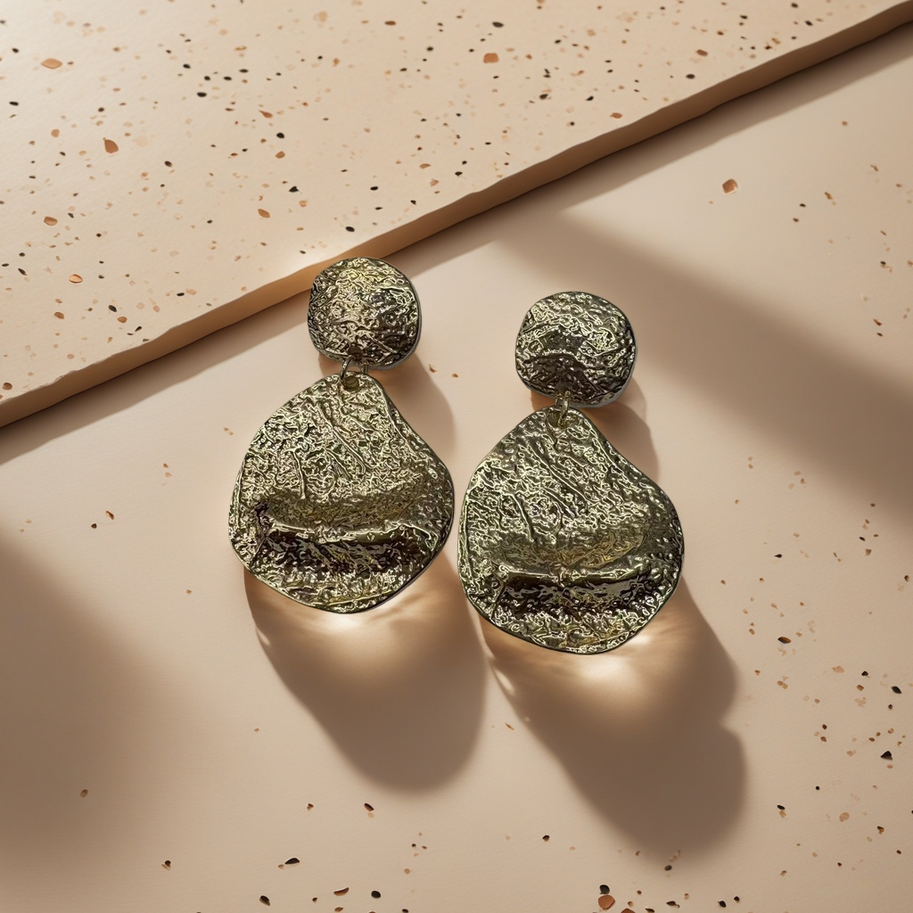 金色纹理耳环细节图