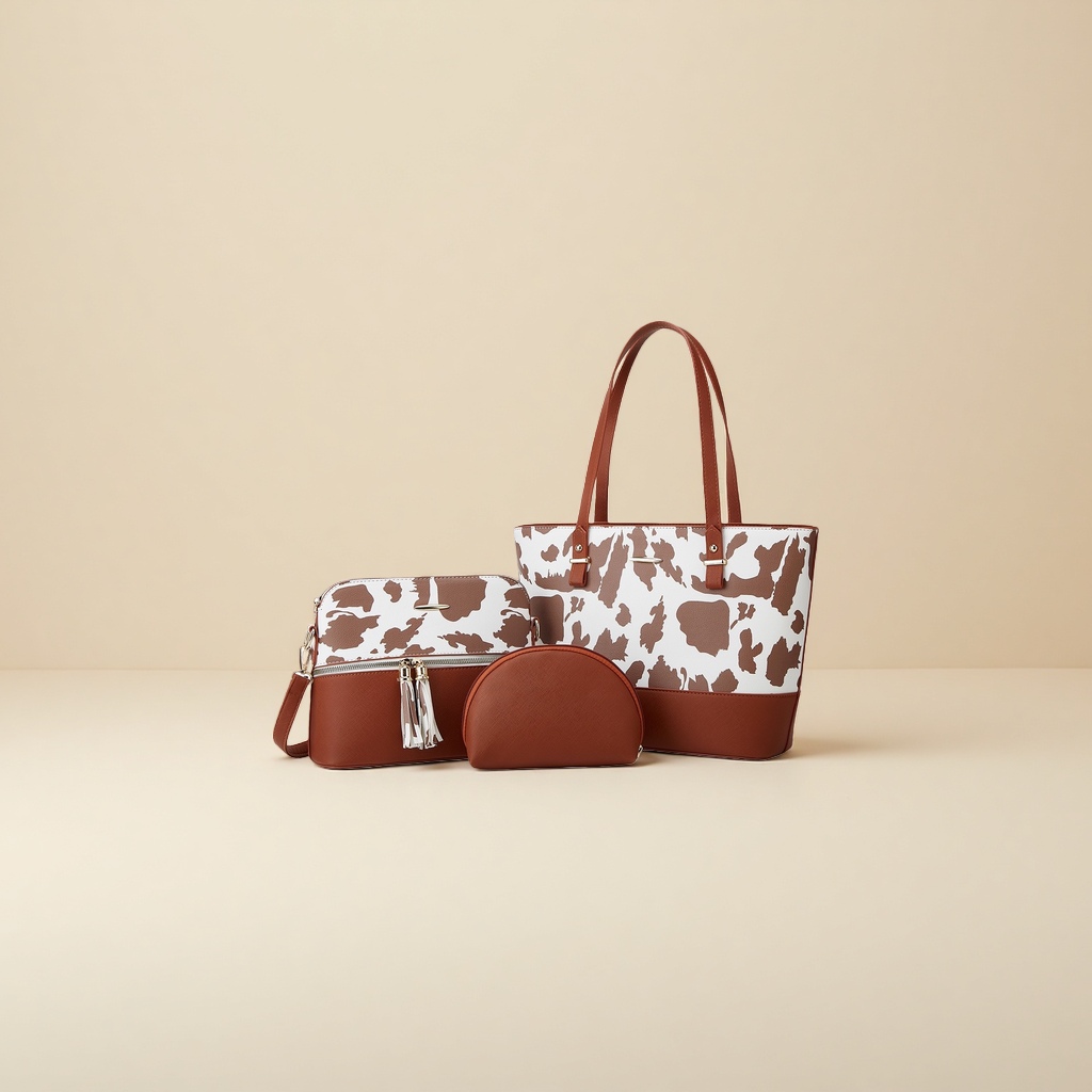 Traje de bolso de cuero de vaca marrón con patrón de mujer commuter gran capacidad regalo de negocios de lujo ligero Specification image