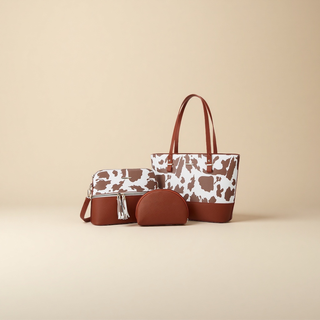 Traje de bolso de cuero de vaca marrón con patrón de mujer commuter gran capacidad regalo de negocios de lujo ligero details Picture