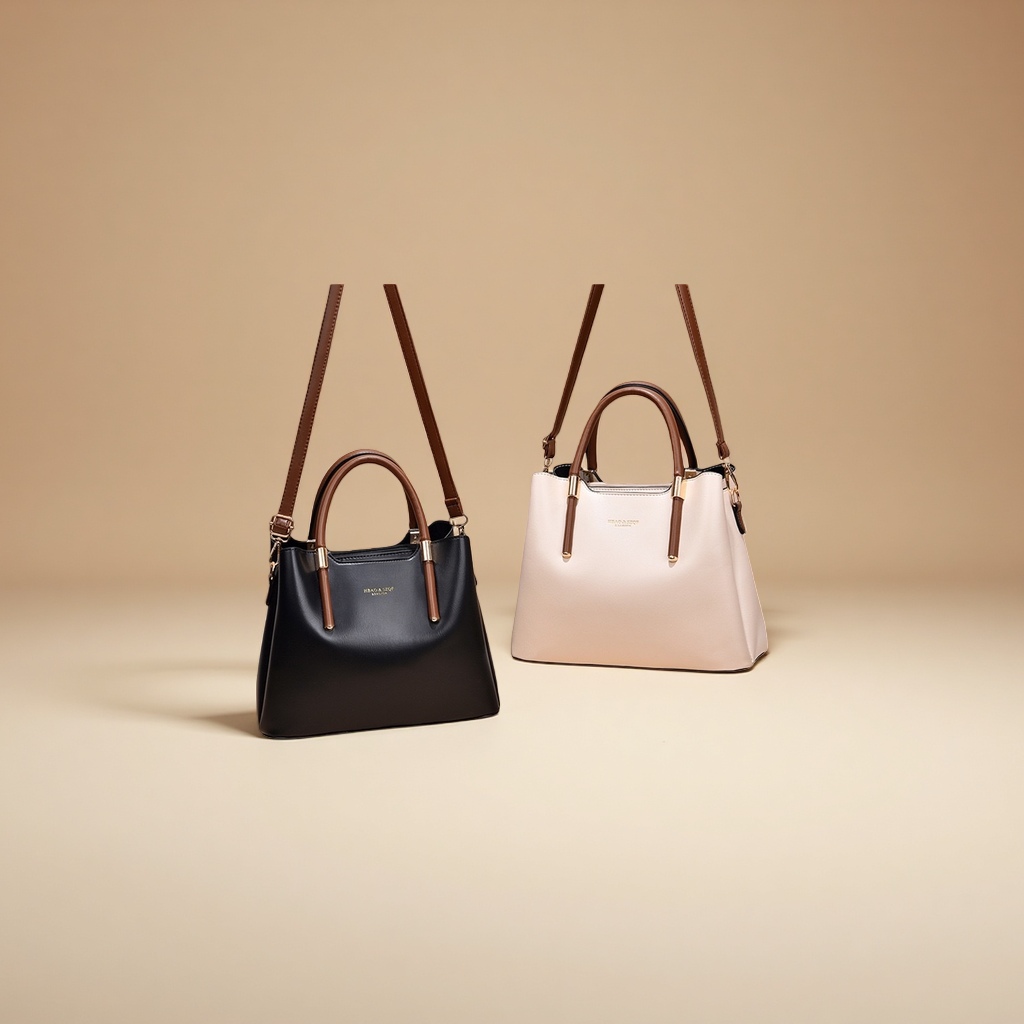 Black and off-white handbags are fashionable and versatile for women's commuting single-shoulder bags