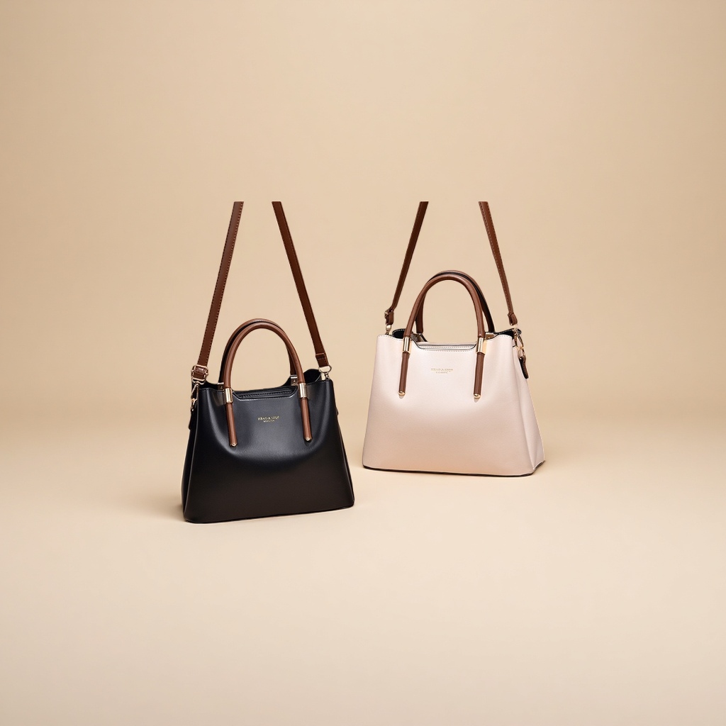 Black and off-white handbags are fashionable and versatile for women's commuting single-shoulder bags details Picture