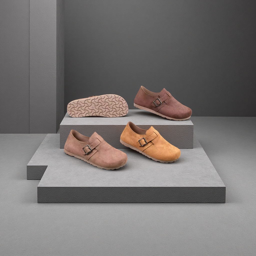 Zapatos de mujer con hebilla de gamuza marrón moda versátil casual único Application Scenario