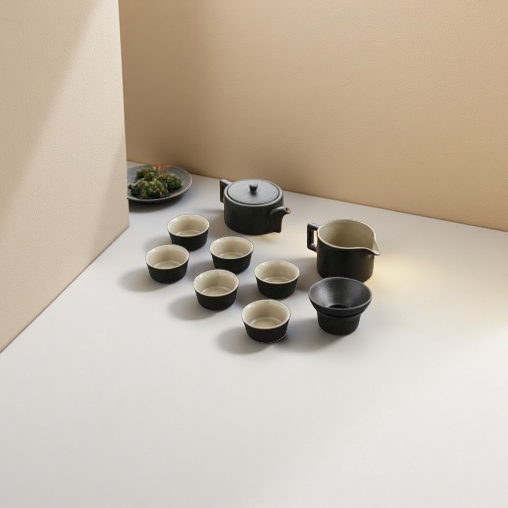 黑色茶具套装 陶瓷功夫茶具 茶壶茶杯礼盒装