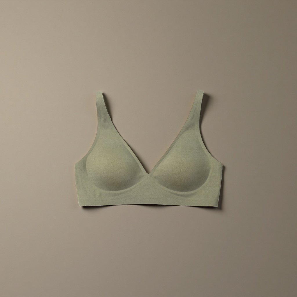 Honey tea green, comfortable bra without steel rims, lace breathable, converging and adjustable style details Picture