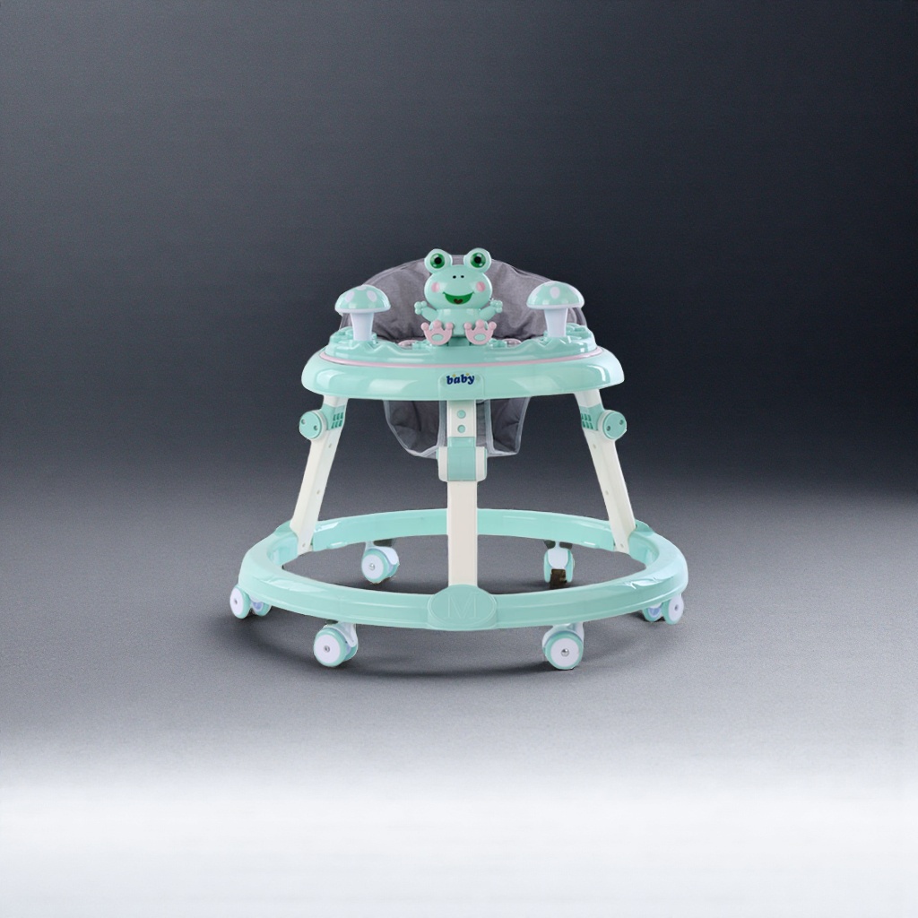 Luz verde baby andador techo rana seta decorativo cojín ajustable rueda universal