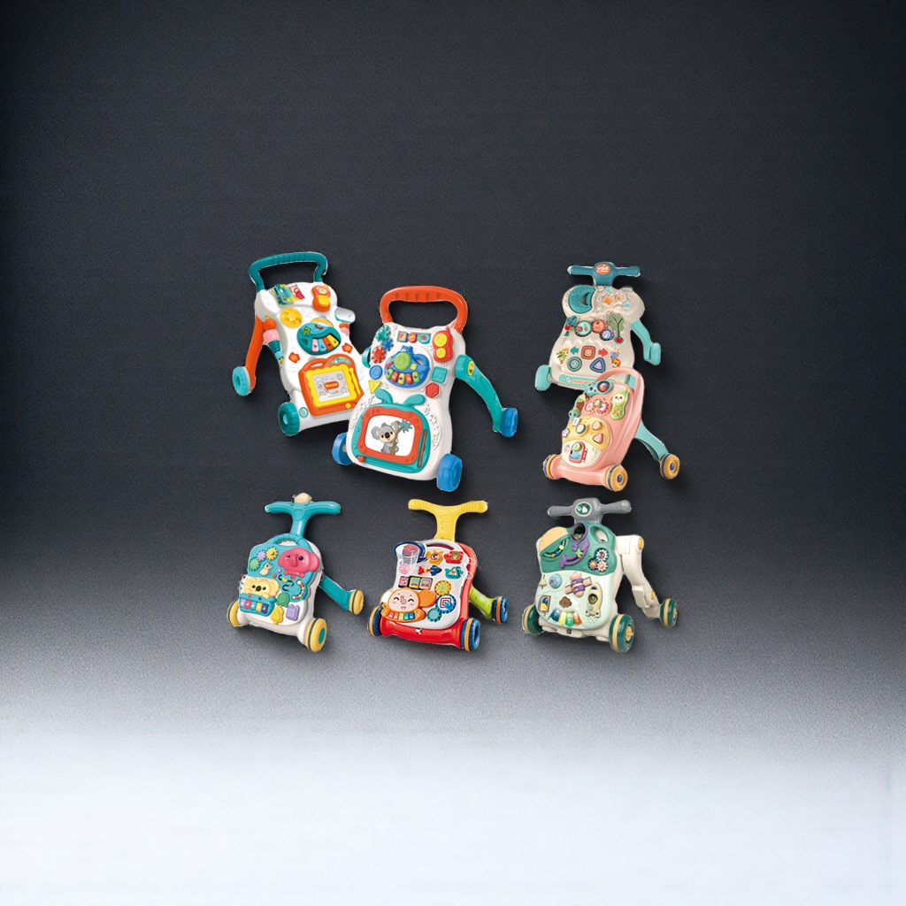 The colorful baby walker is safe, stable, height-adjustable and comes with a musical toy Specification image