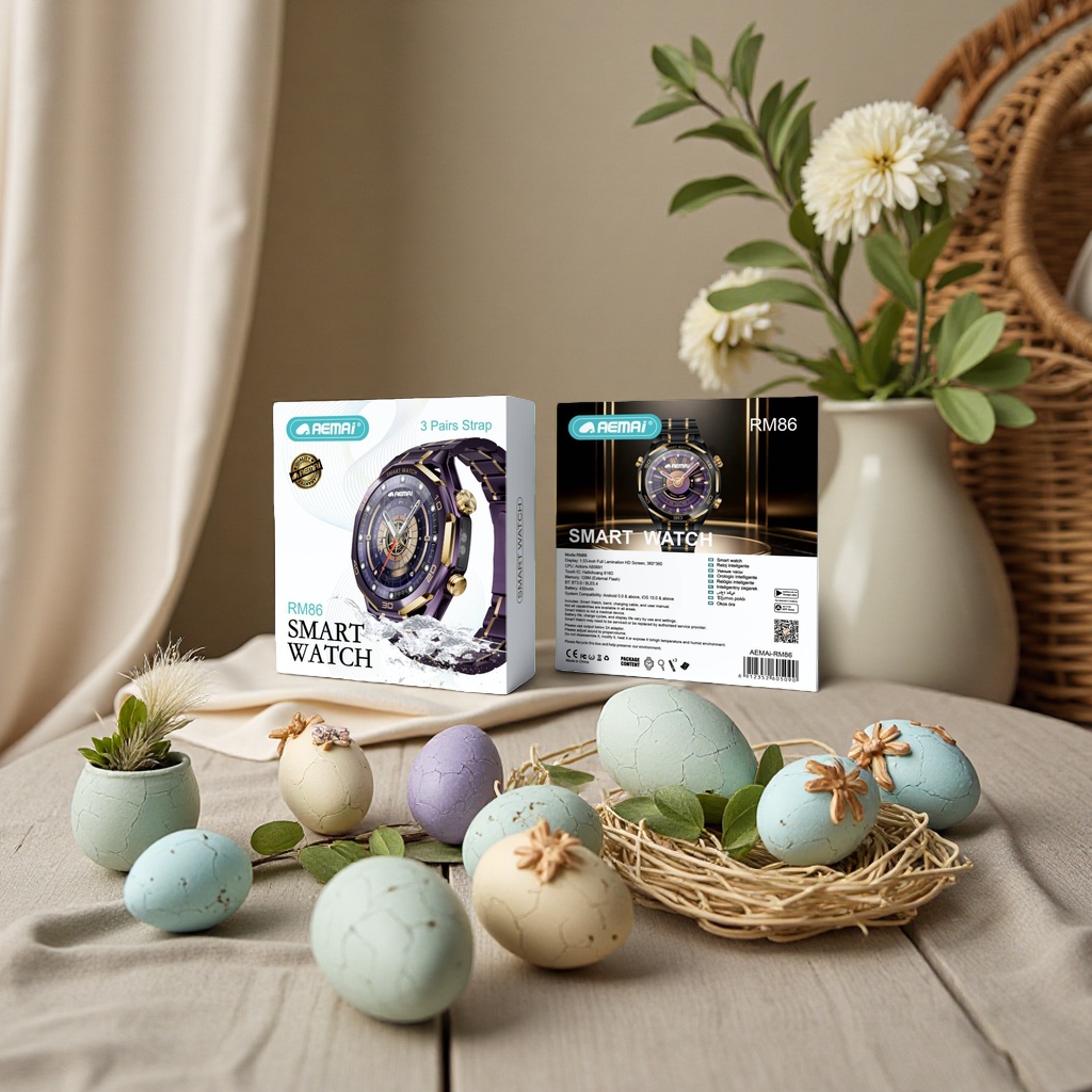 The smartwatch with a purple strap and golden frame supports heart rate monitoring, Bluetooth calls and sports mode Application Scenario