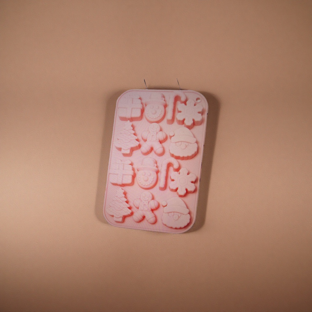 Pink Christmas-themed silicone mold baking DIY cakes, cookies, fondant special food grade Specification image