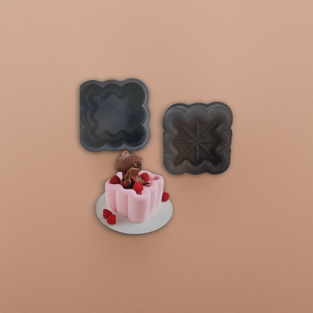 Black wavy edge cake mold baking silicone, high-temperature resistant, washable for household use details Picture