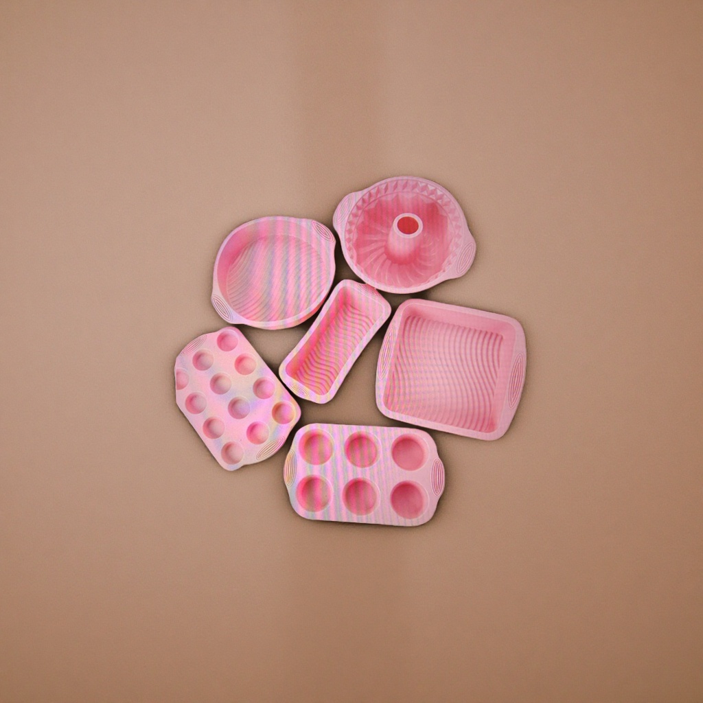 Pink silicone baking mold set, high-temperature resistant, food-grade, foldable and easy to demold, with multiple combinations Specification image