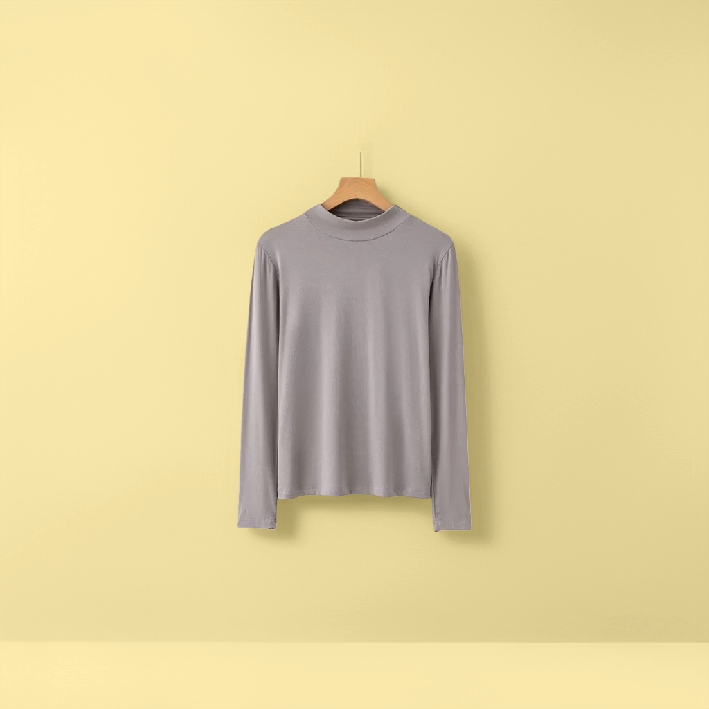 A medium-gray long-sleeved muscular base layer, a slimming and warm base layer, is a basic inner layer for women's sports details Picture
