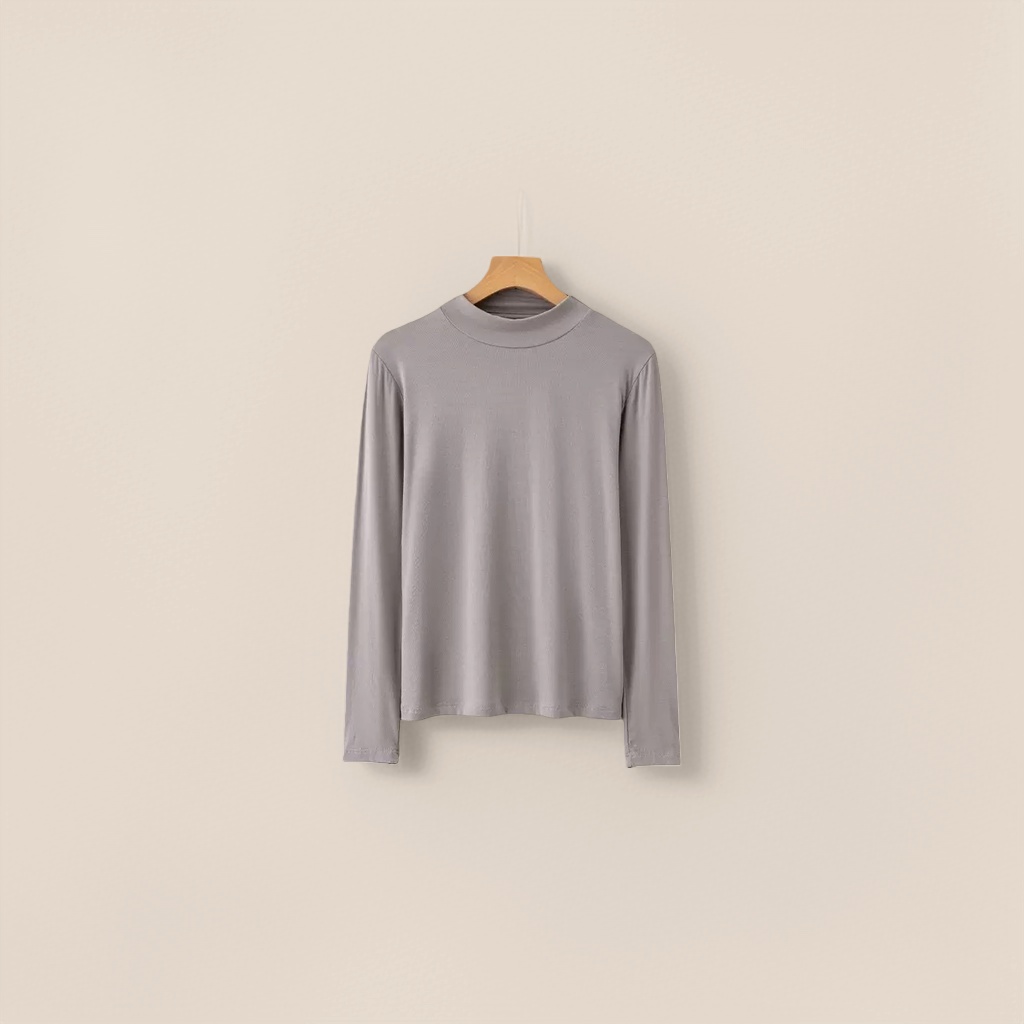 A medium-gray long-sleeved muscular base layer, a slimming and warm base layer, is a basic inner layer for women's sports Specification image