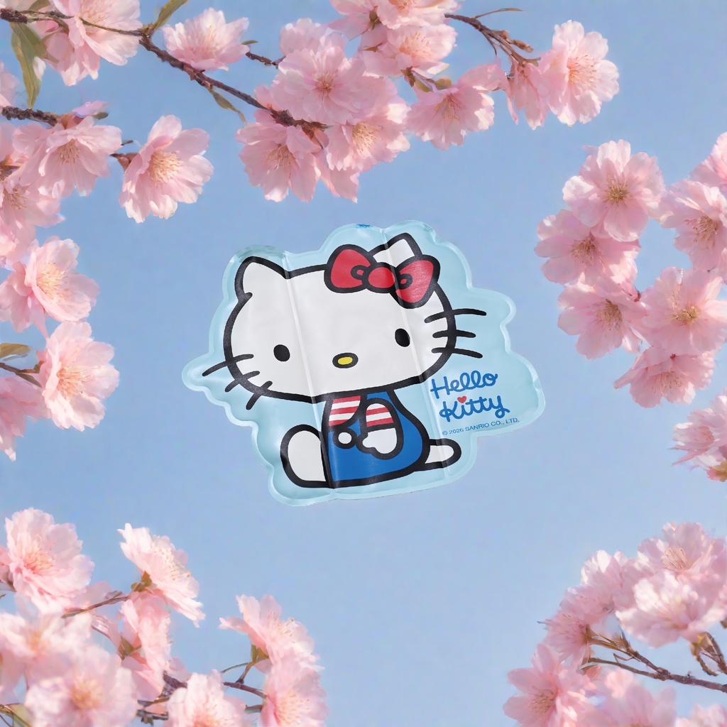 蓝色卡通凯蒂猫冰垫 夏季降温家用凉席坐垫