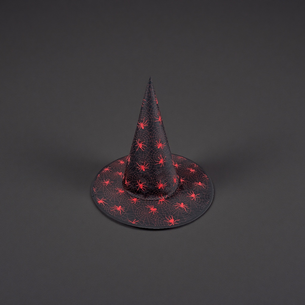 Black spider web pattern wizard hat Halloween party decoration hat Specification image