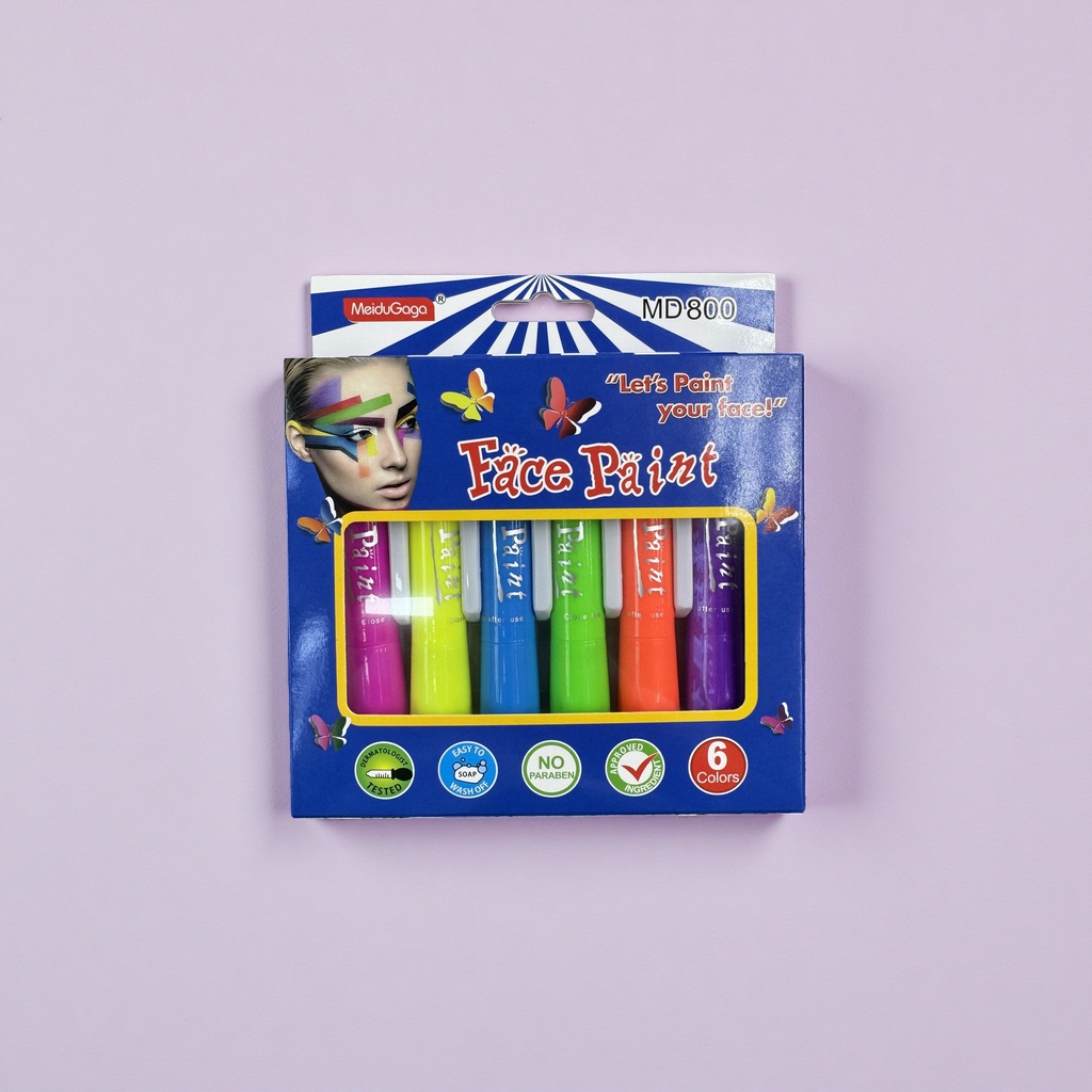 Blue packaging box facial painting paint set, safe for children, non-toxic, washable and detachable Application Scenario