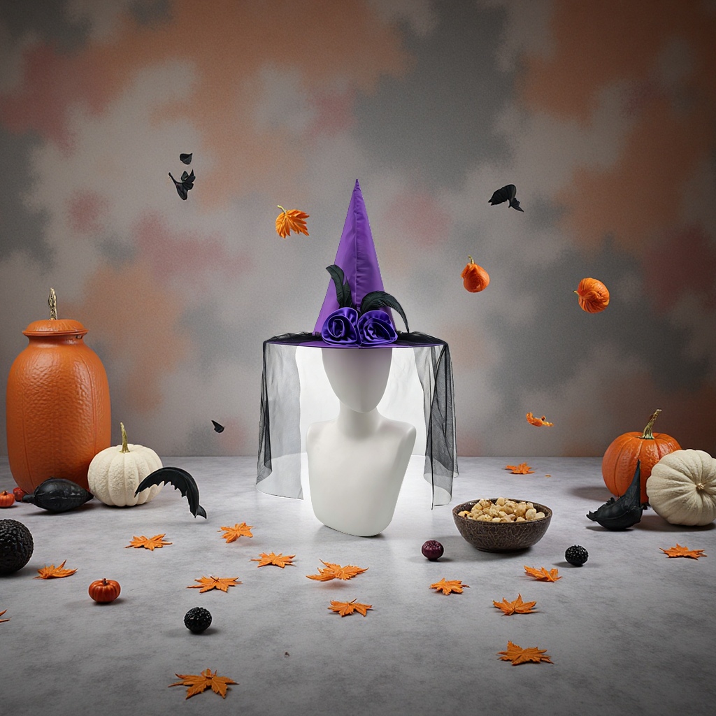 Purple wizard hat, Halloween party prop for children and adults, cosplay decorative hat Specification image