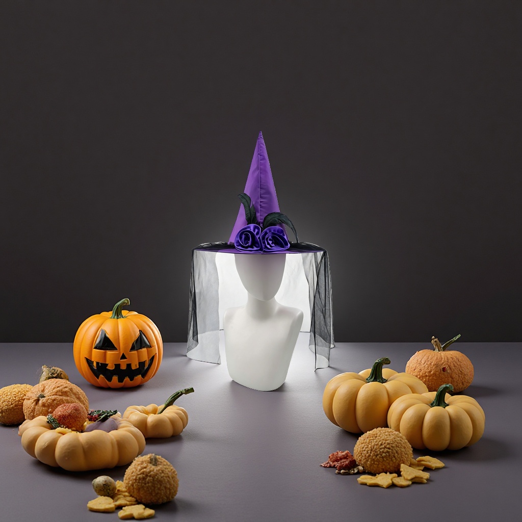 Purple wizard hat, Halloween party prop for children and adults, cosplay decorative hat details Picture