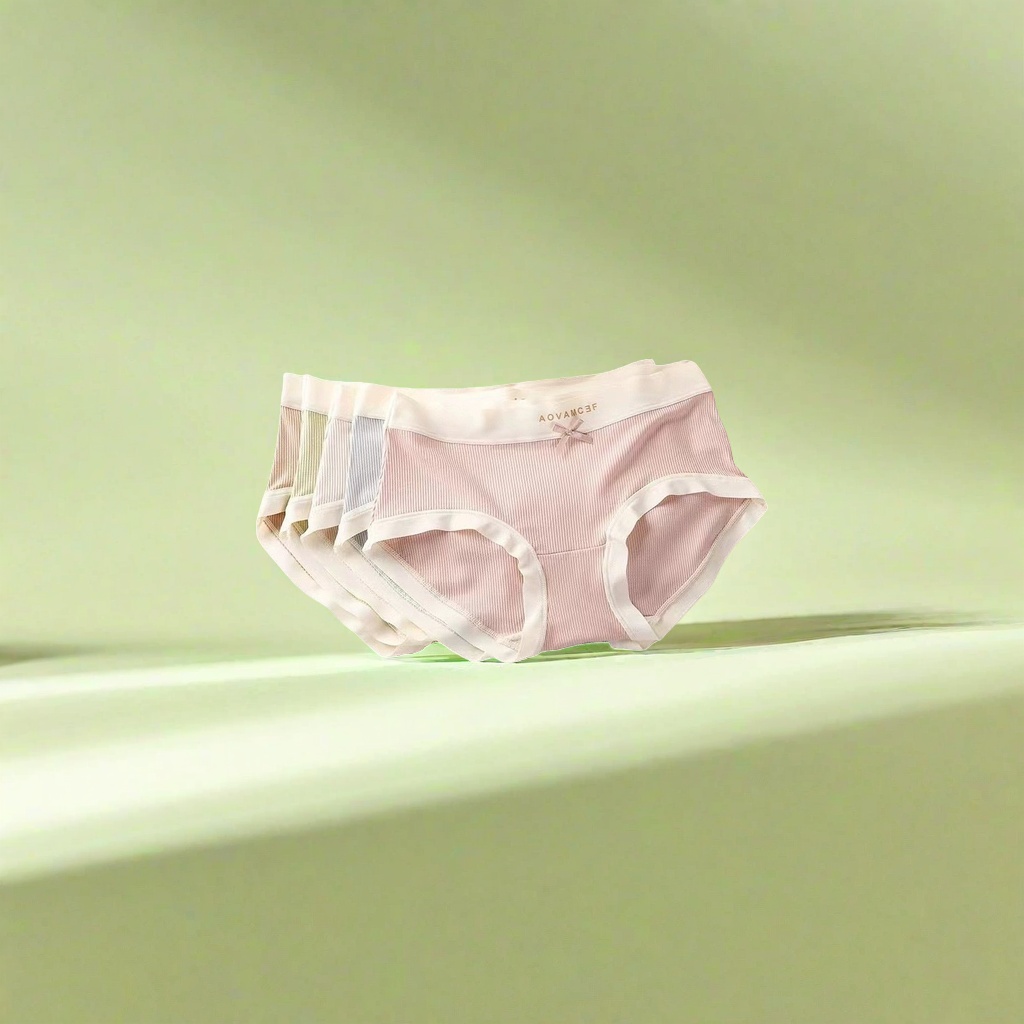 粉色条纹内裤多色叠放装纯棉舒适透气男女同款