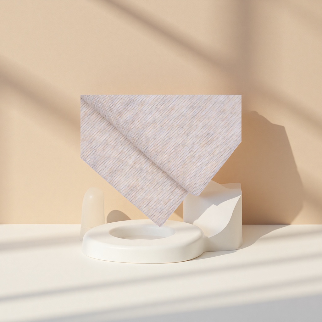 Tejido de tela de punto beige suave y amigable para la piel adecuado para hacer vestido de ropa casera Specification image
