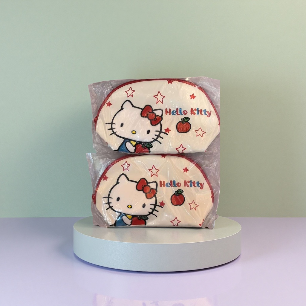 白色带红边Hello Kitty收纳包简约可爱便携多功能整理包
