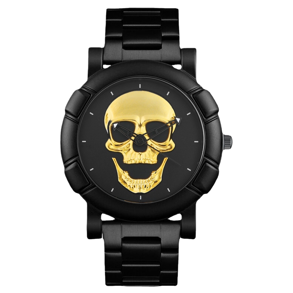 Black case and golden skull watch, a trendy mechanical wristwatch for men Item Picture