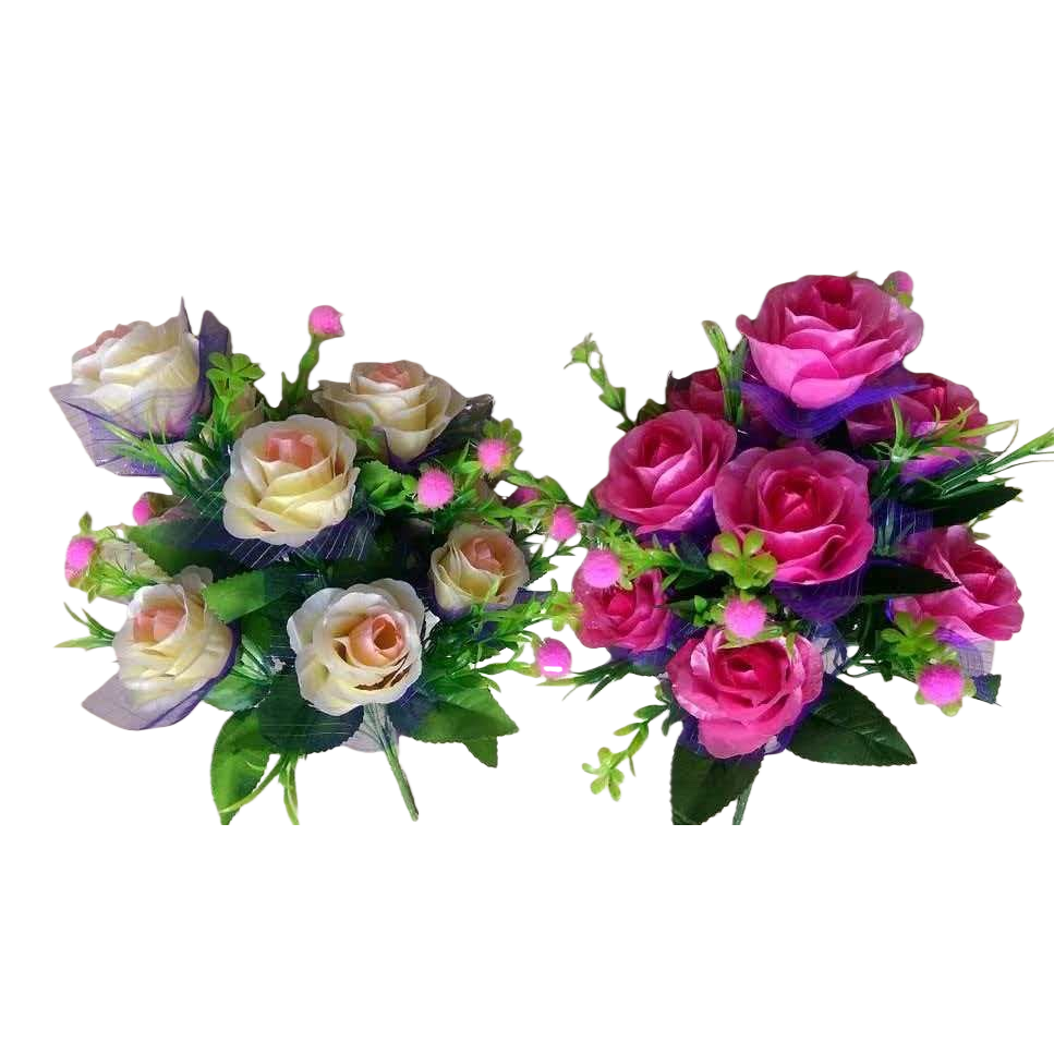 Pink and off-white artificial rose bouquets, artificial flower decorations for home furnishings Item Picture
