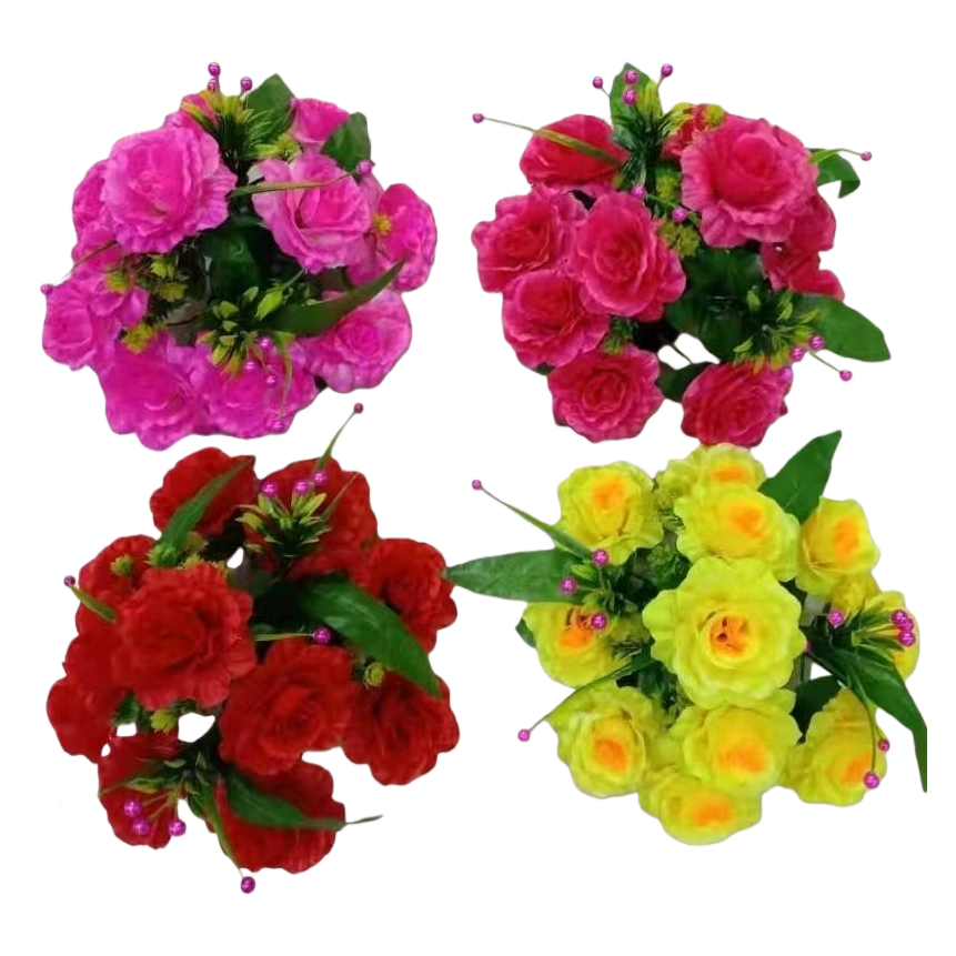 Colorful artificial flower bouquets, interior decorative items, wedding and home flower arrangements, artistic artificial flowers Item Picture