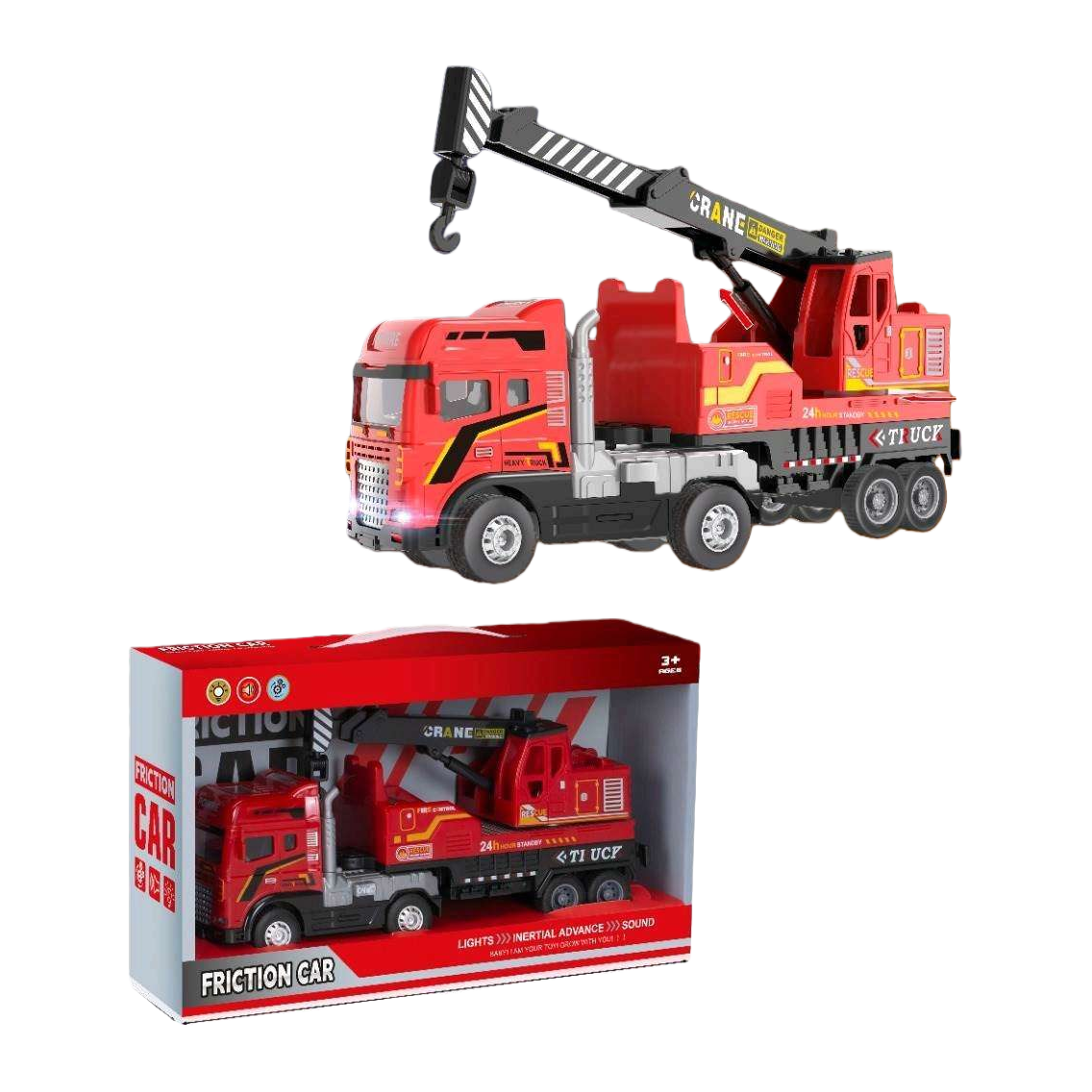 Red crane toy car, construction machinery simulation, remote control, movable, children's intelligence and early education Item Picture