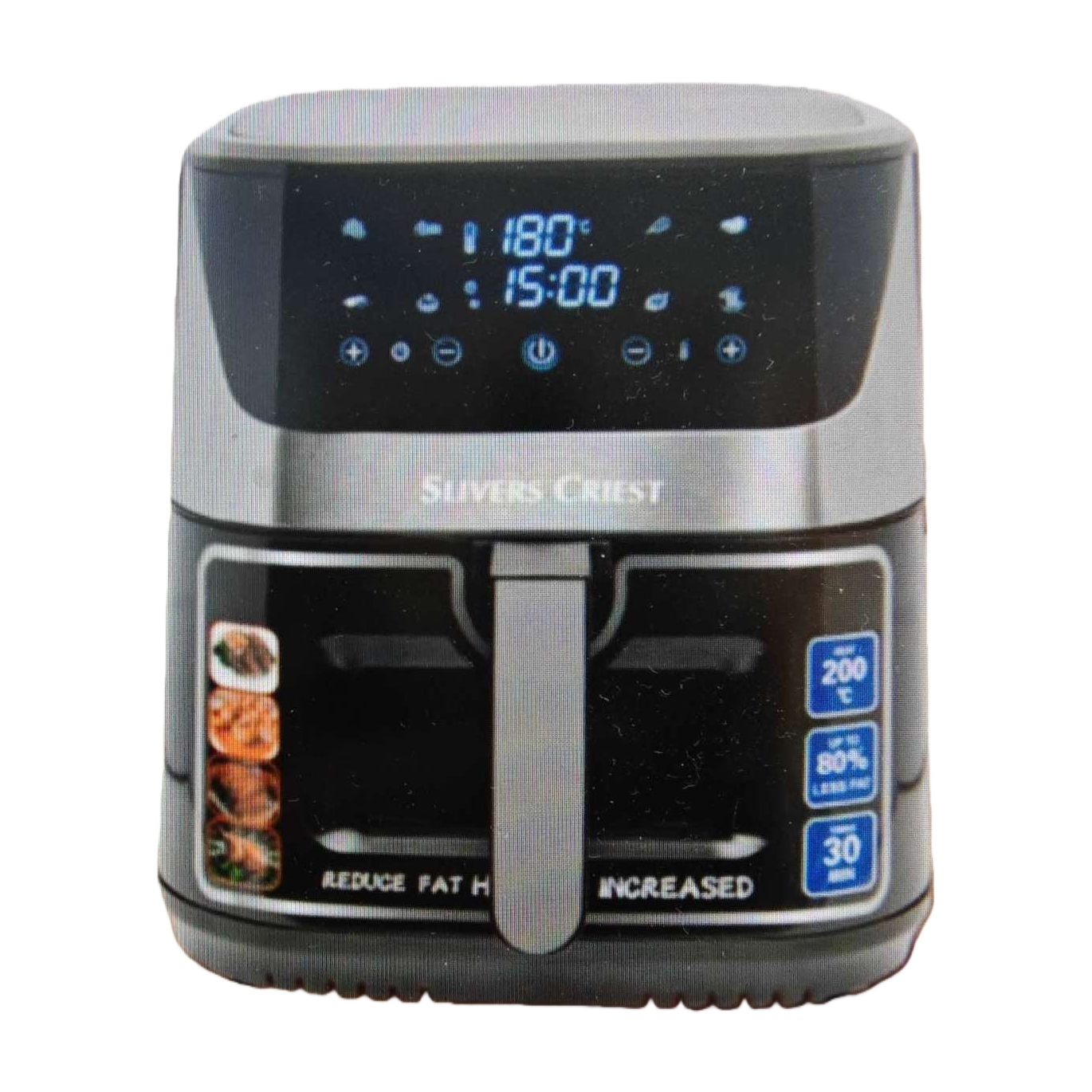 Silver and black air fryer, a household smart multi-functional oil-free fryer Item Picture