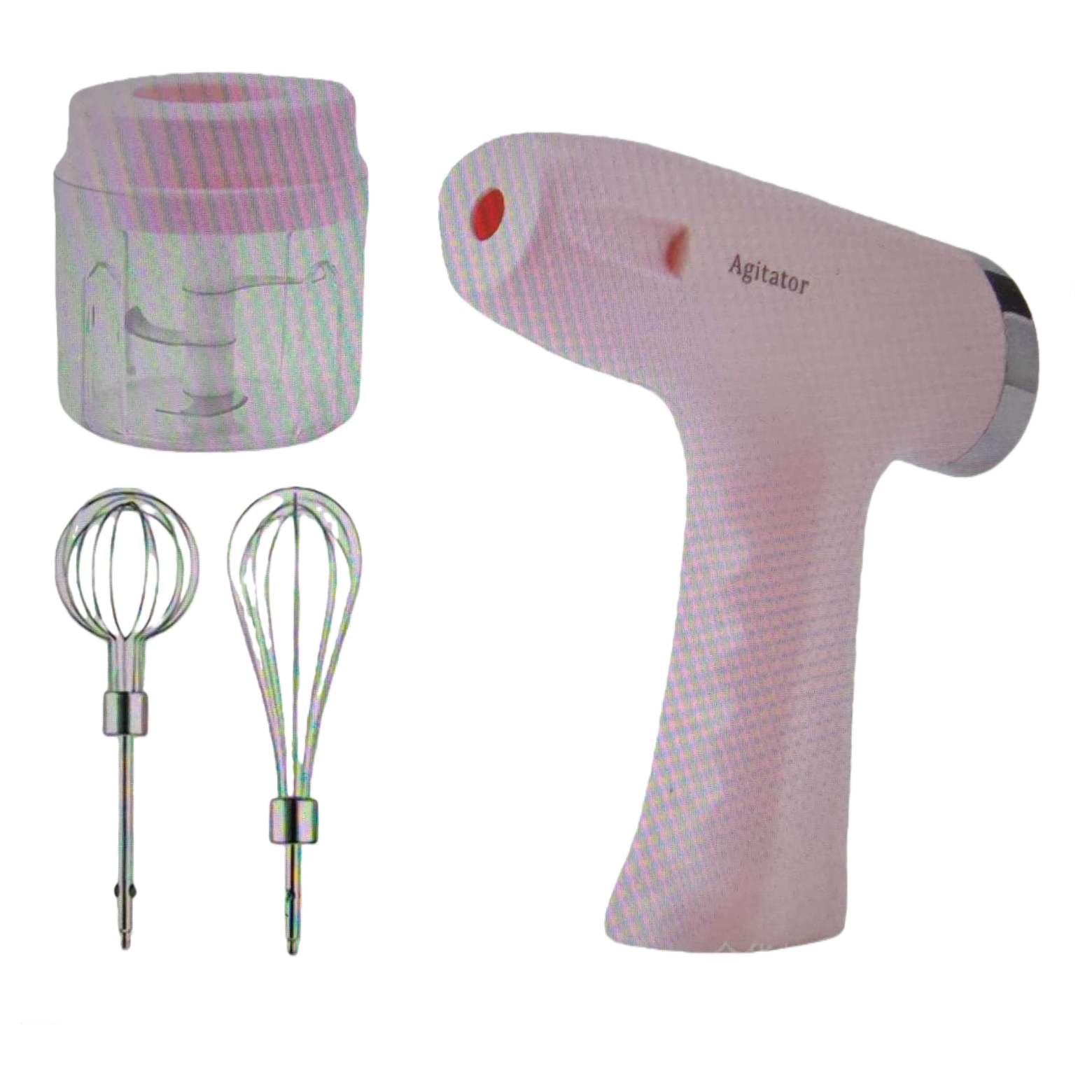Pink handheld mixer with multi-functional accessories, a portable electric egg beater and milk mixer for home use Item Picture
