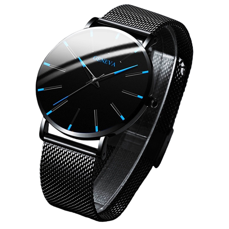 This classic and versatile men's watch with a black dial and stainless steel strap is suitable for daily commuting Item Picture