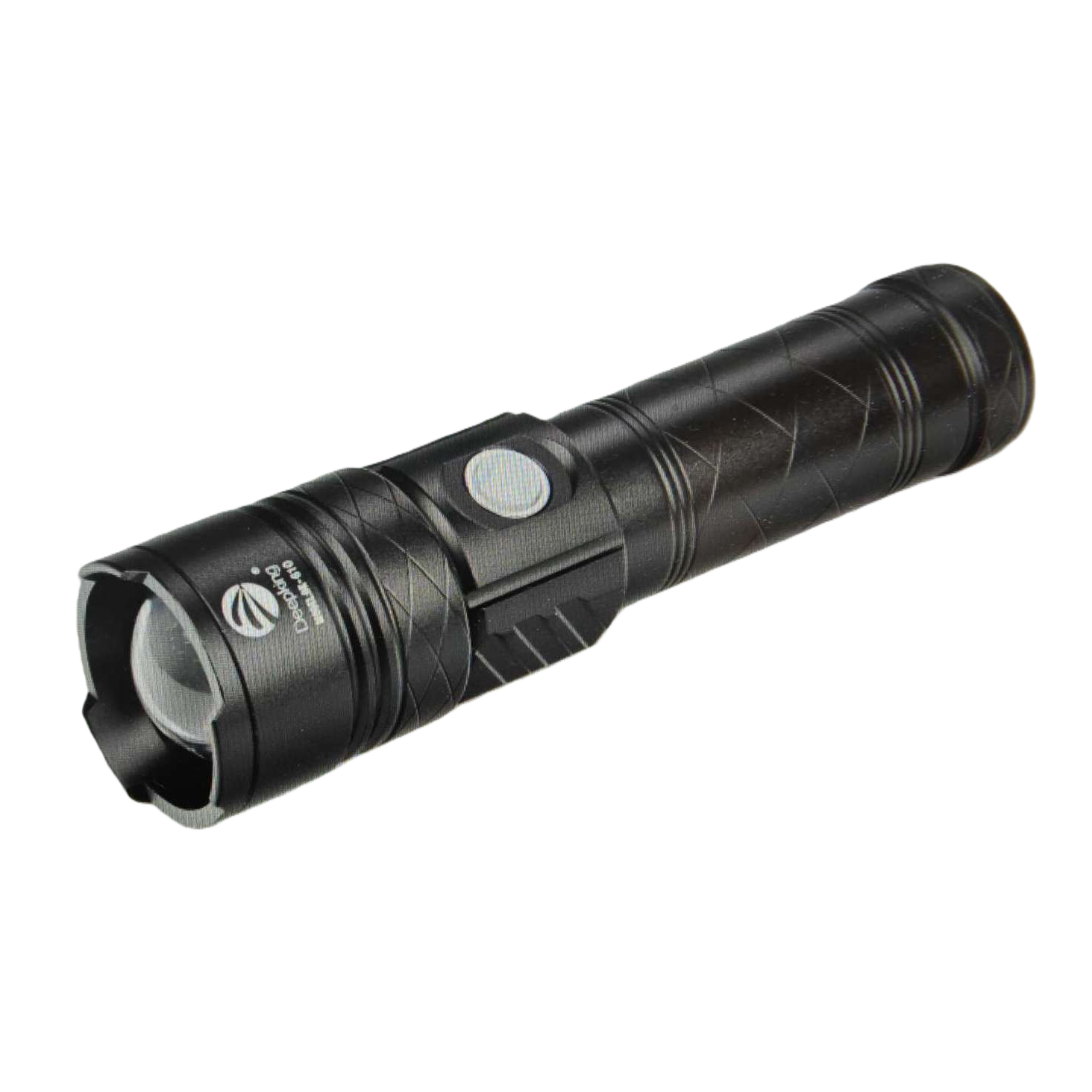 Metal negro luz brillante linterna recargable resaltado largo alcance portátil Item Picture