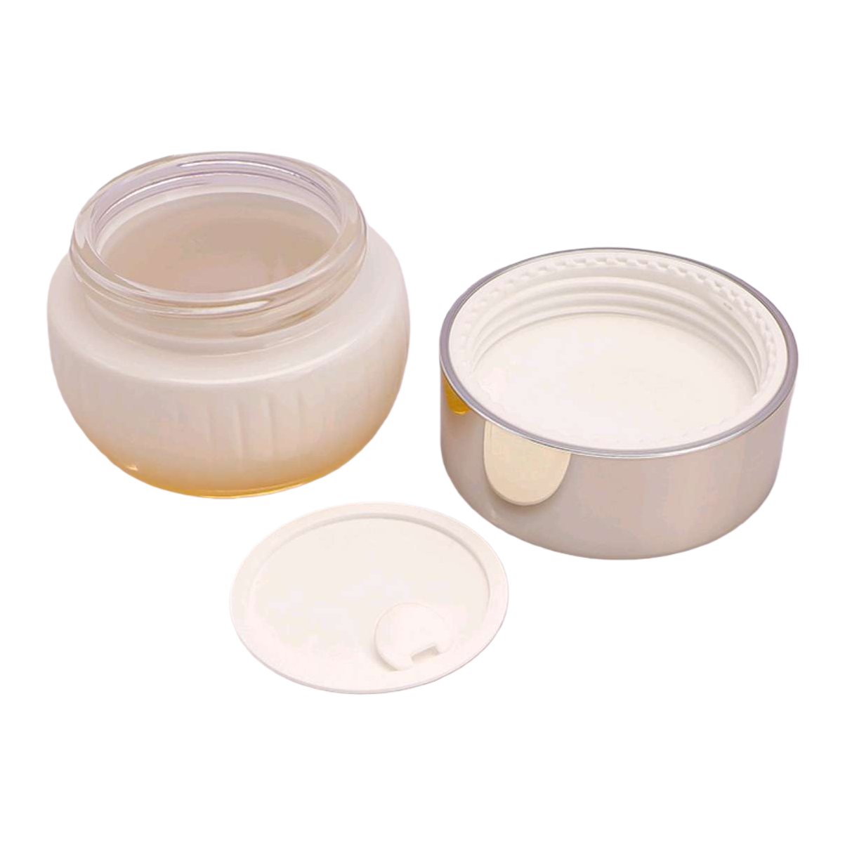 透明玻璃罐体白色乳霜银色 膏霜瓶白底实物图