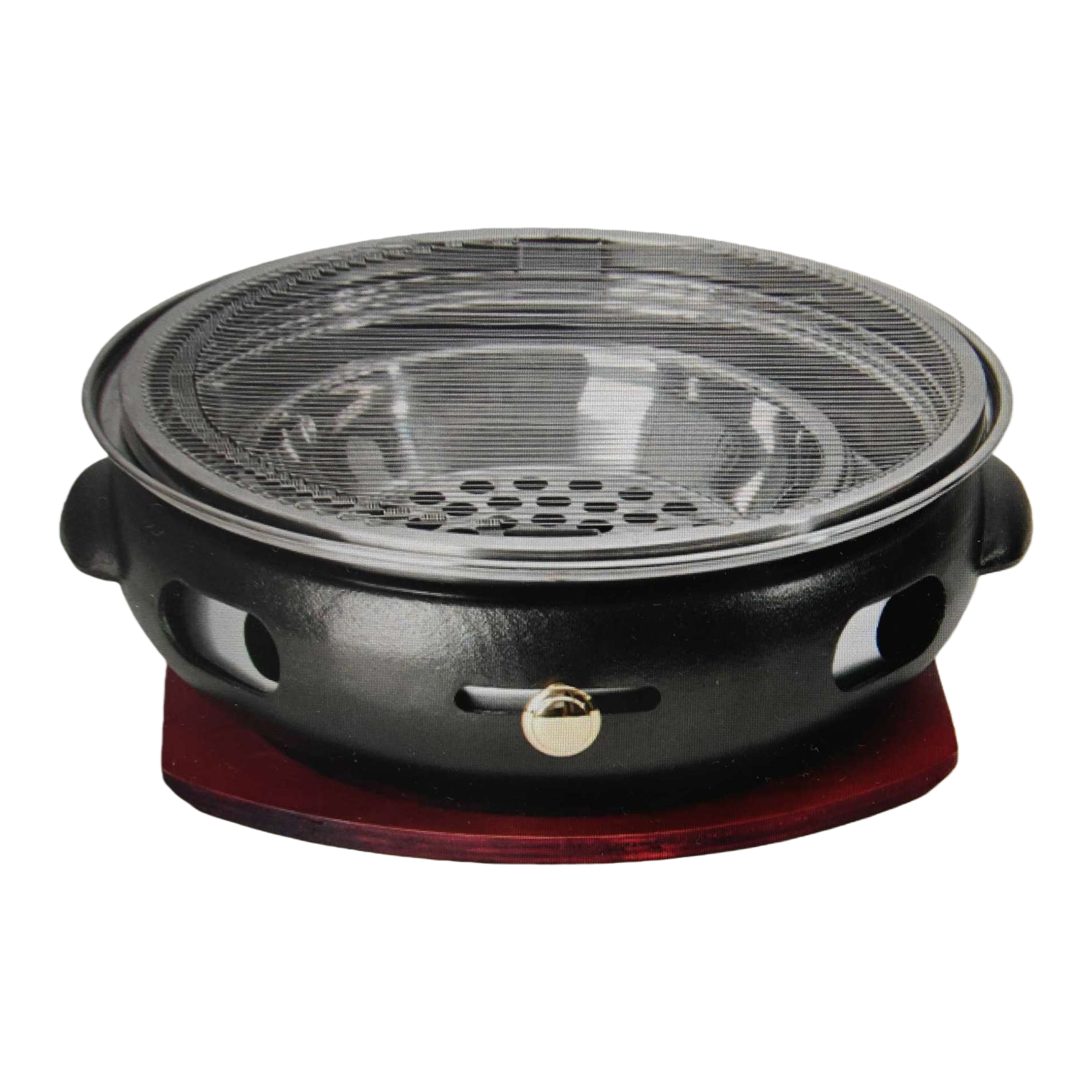 Horno de hierro fundido negro con tapa de rejilla metálica base roja horno doméstico Item Picture