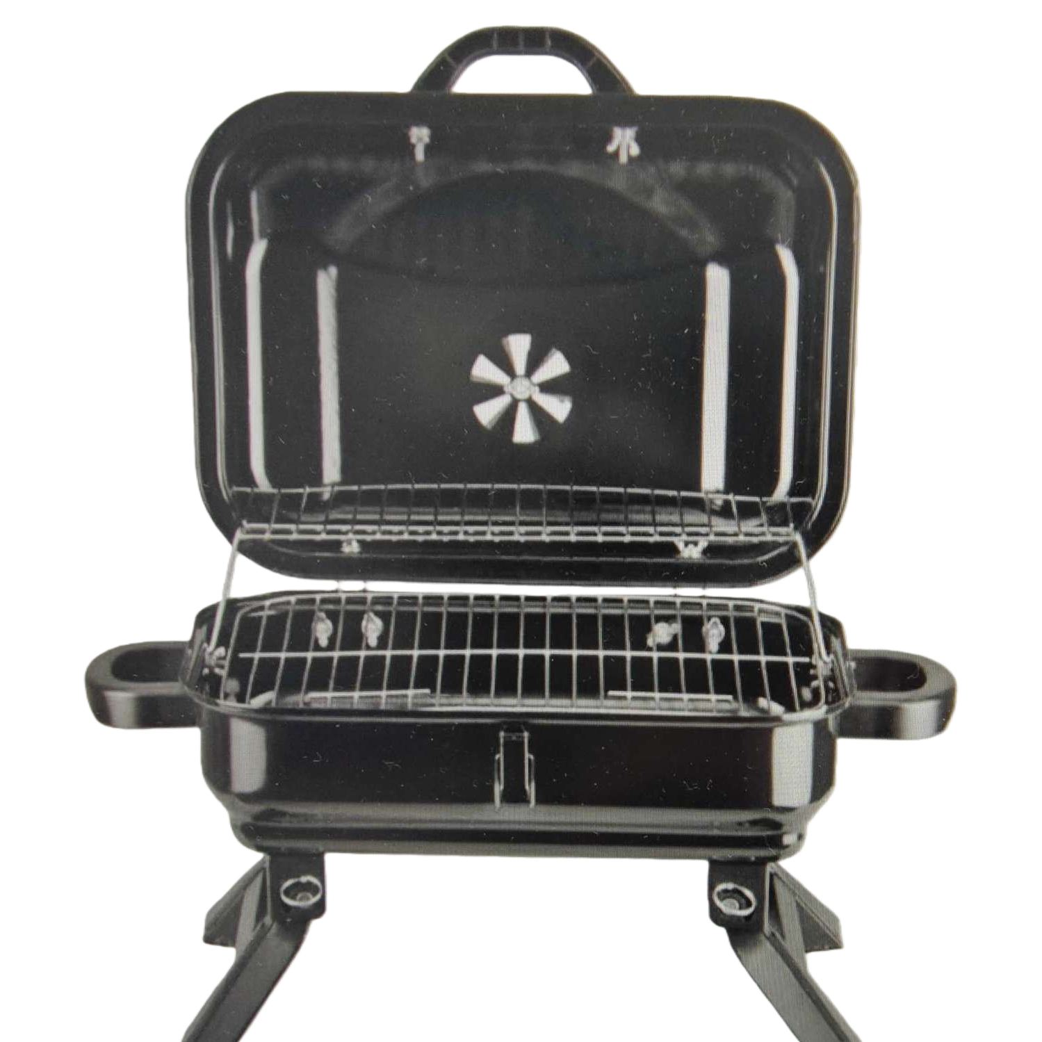 Black portable barbecue grill, outdoor camping barbecue grill, folding lightweight household charcoal grill Item Picture