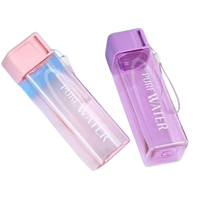 Rosa púrpura gradiente transparente taza de agua de alta taza de borosilicato 350ml anti-escaldante portátil Item Picture